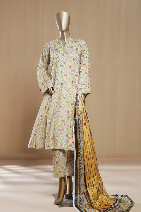 Bin Saeed Stitched 3 Piece Khalidars Frock Collection'2023-SMLSTF-016-Skin