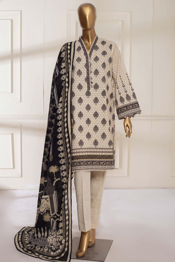 Bin Saeed Stitched 3 Piece Printed Khaddar Collection'2022-KF-0107-Skin