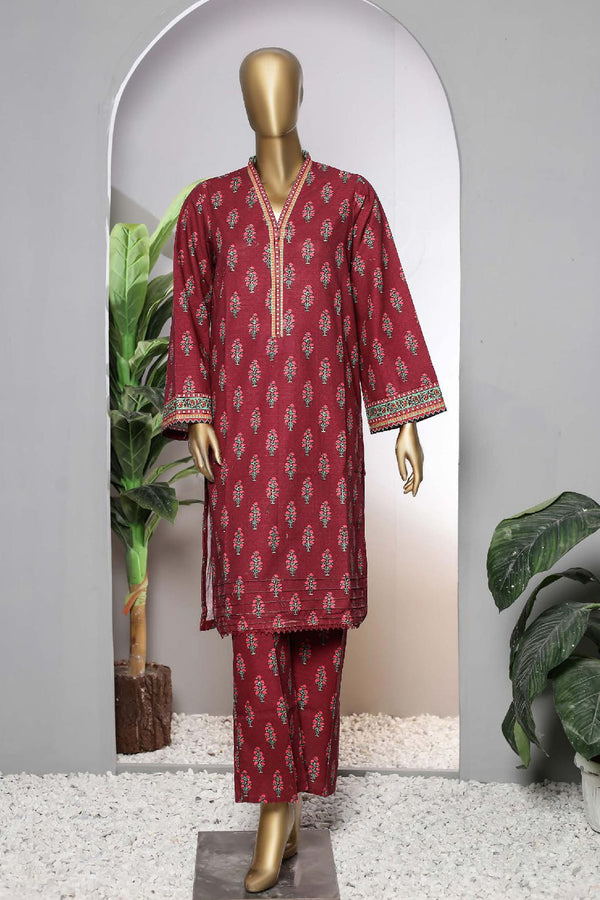 Janaan by Bin Saeed Stitched 2 Piece Printed Khaddar Collection'2022-KKF-063-Maroon