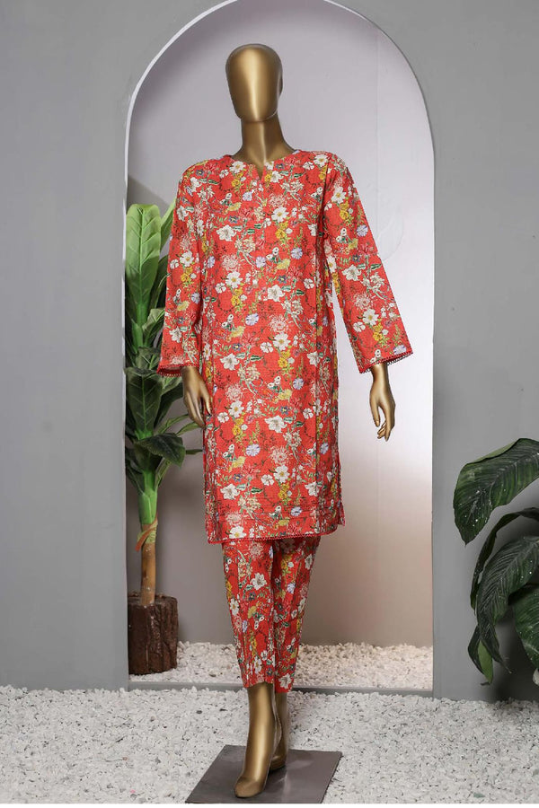 Janaan by Bin Saeed Stitched 2 Piece Printed Khaddar Collection'2022-KKF-033-Orange