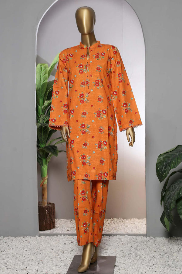 Janaan by Bin Saeed Stitched 2 Piece Printed Khaddar Collection'2022-KKF-035-Orange