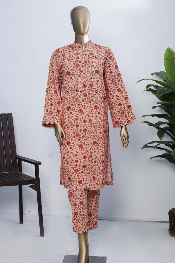 Janaan by Bin Saeed Stitched 2 Piece Printed Khaddar Collection'2022-KKF-029-L.Peach