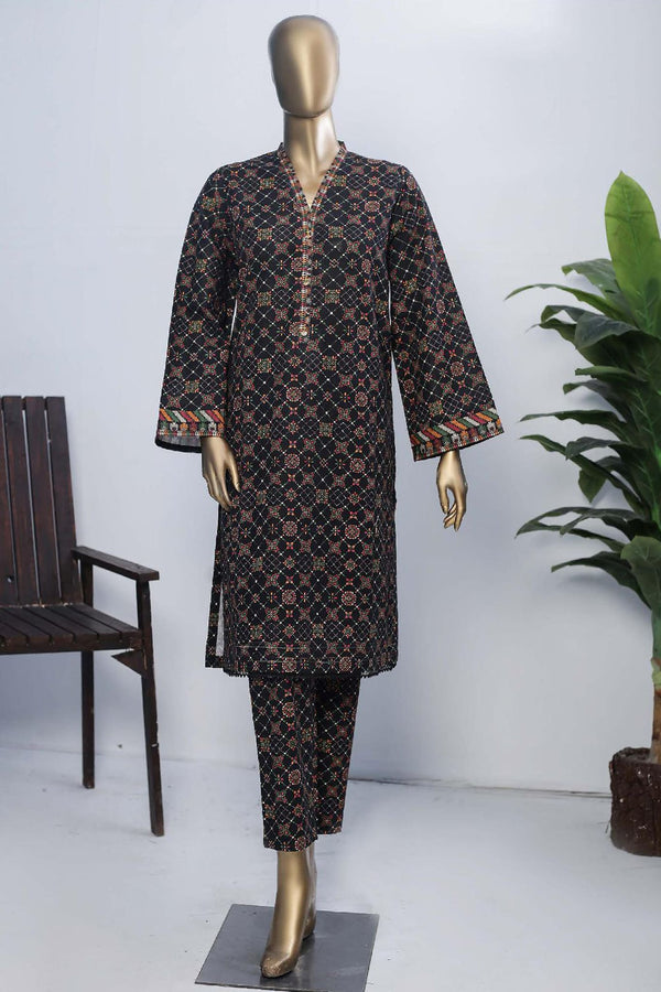 Janaan by Bin Saeed Stitched 2 Piece Printed Khaddar Collection'2022-KKF-057-Black