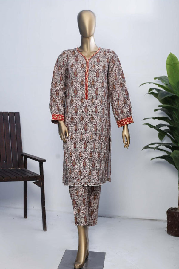 Janaan by Bin Saeed Stitched 2 Piece Printed Khaddar Collection'2022-KKF-026-Brown