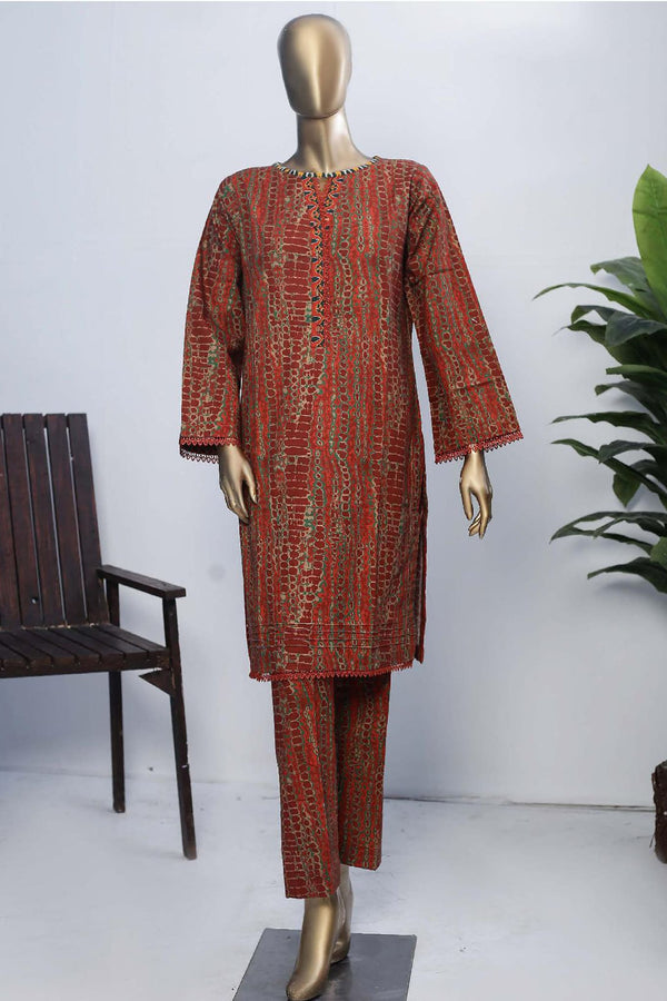 Janaan by Bin Saeed Stitched 2 Piece Printed Khaddar Collection'2022-KKF-056-Rust