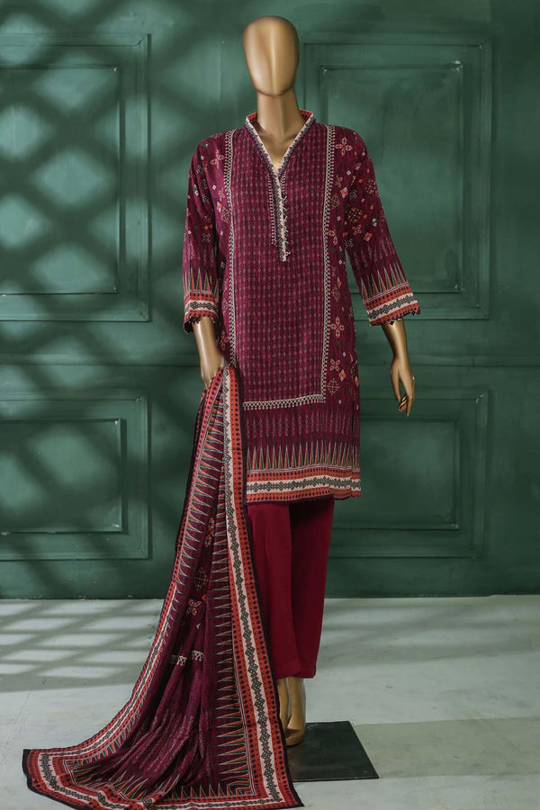 Bin Saeed Stitched 3 Piece Printed Linen Collection'2022-LIN-5623-Purple