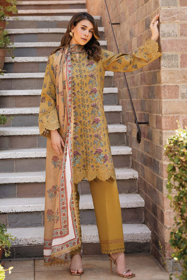 Damask By Afrozeh Unstitched 3 Piece Summer Edit Collection-AL-07-B-Lorien - Mustard