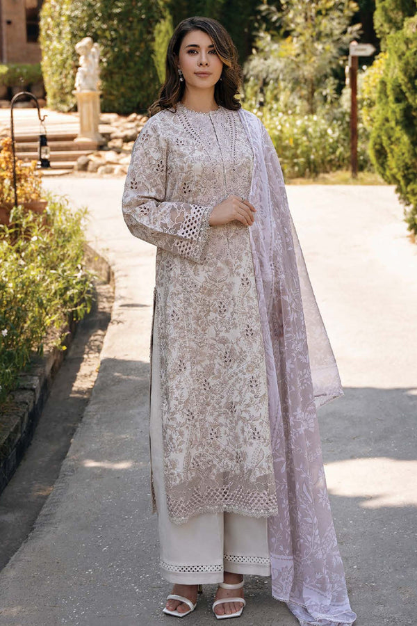 Damask By Afrozeh Unstitched 3 Piece Summer Edit Collection-AL-03-A-Lunetta - Off White