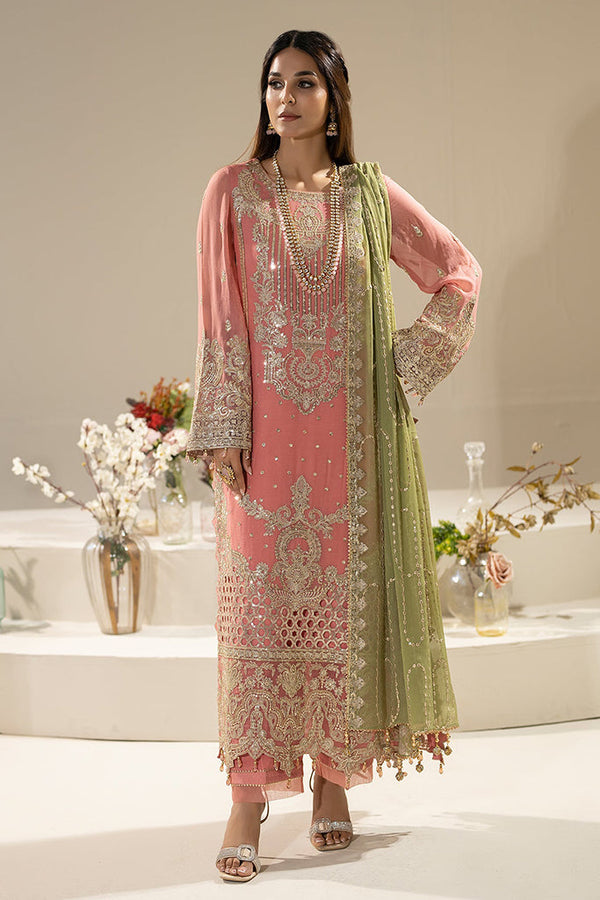 Nisha By Imrozia Unstitched 3 Piece Luxury Chiffon Eid Edit Collection-M-82-Nurah - Pink