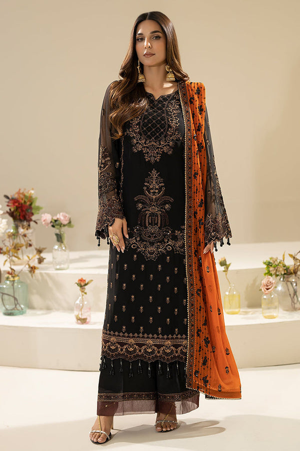 Nisha By Imrozia Unstitched 3 Piece Luxury Chiffon Eid Edit Collection-M-87-Waniya - Black