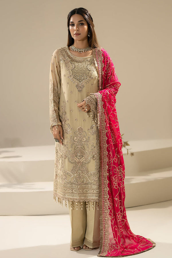 Nisha By Imrozia Unstitched 3 Piece Luxury Chiffon Eid Edit Collection-M-88-Rinza - Fawn