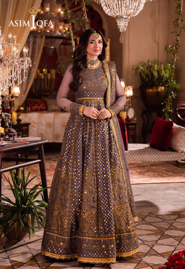 Asim Jofa Chandni Raatein Ajcr-10 Embroidered Net 3 Pcs