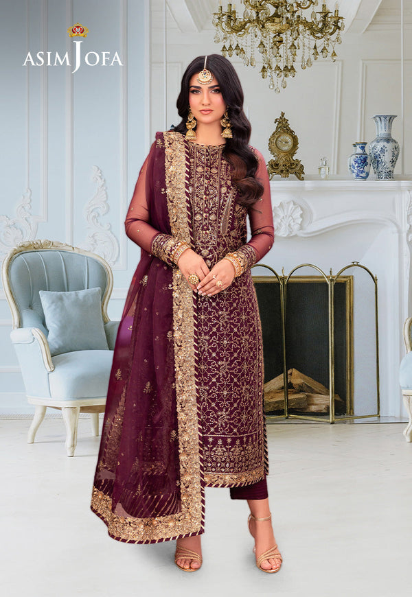 Asim Jofa Designers Limited Edition Ajemd-24 Embroidered Stitched 3 Pcs
