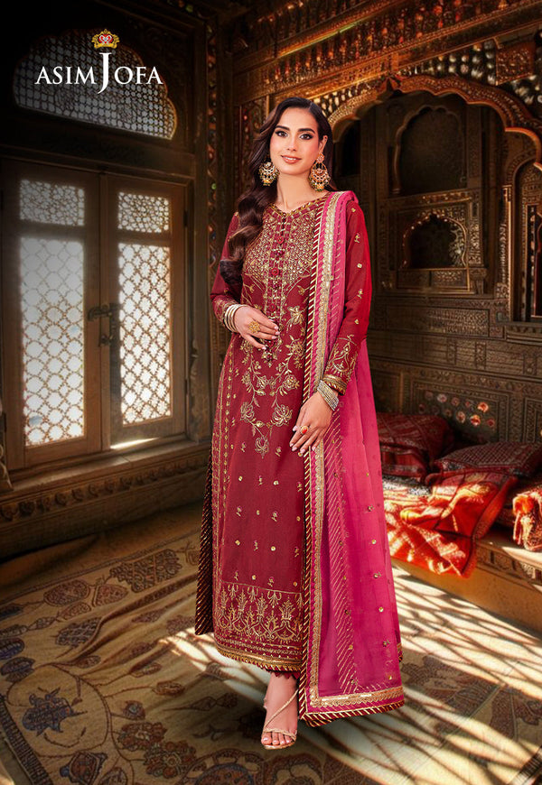 Asim Jofa Jag Mag Ajmj-22 Embroidered Paper Cotton 3 Pcs