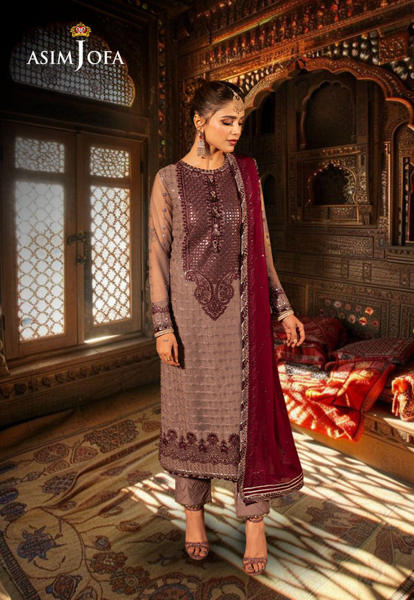 Asim Jofa Chamak Damak Ajcd-15 Embroidered Net 3 Pcs