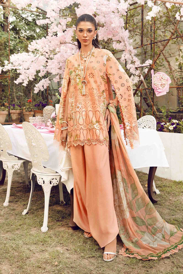 M.Prints By Maria B Unstitched 3 Piece Eid Edit Summer Collection'2025-MPT-02-A - Peach