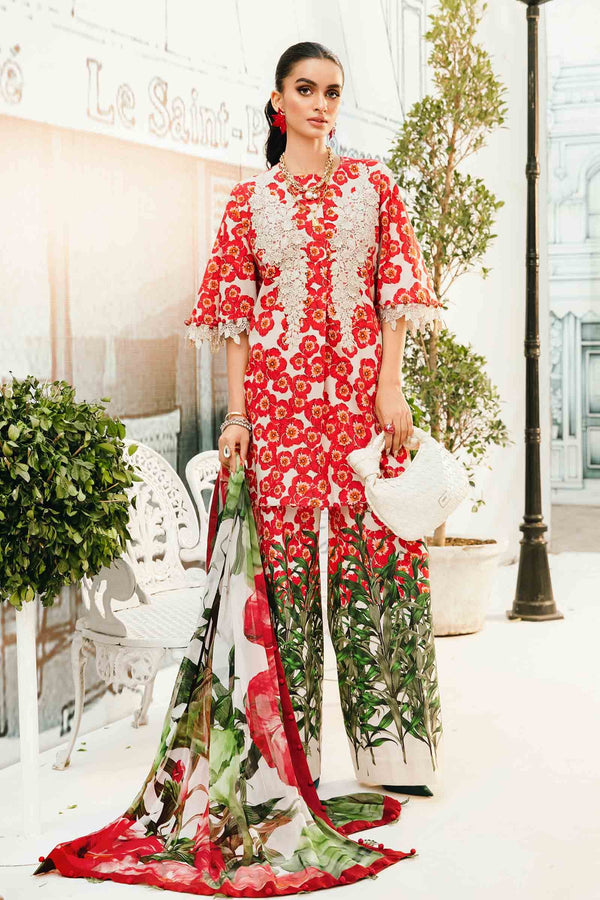 M.Prints By Maria B Unstitched 3 Piece Eid Edit Summer Collection'2025-MPT-06-B - Red