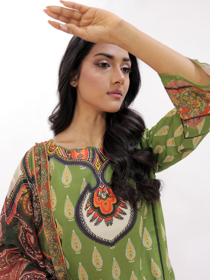 Amber Stitched 3 Pc Olive Green