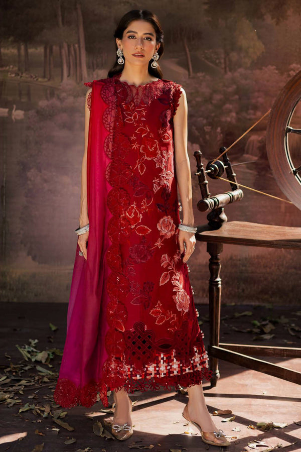 Enchanted Tales By Parishay Unstitched 3 Piece Luxury Lawn Collection'2025-P-ET-04 - Red