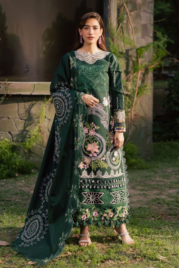 Enchanted Tales By Parishay Unstitched 3 Piece Luxury Lawn Collection'2025-P-ET-10 - Dark Green