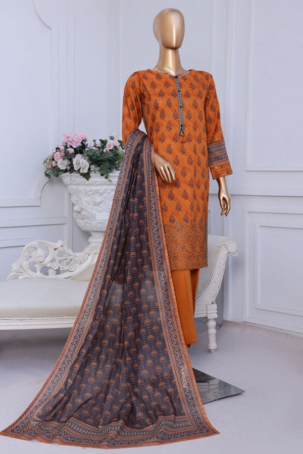 Aashkaar By HZ Stitched 3 Piece Emb Lawn Vol-2 Collection-PEC-118 - Orange