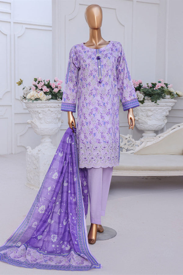 Aashkaar By HZ Stitched 3 Piece Emb Lawn Vol-2 Collection-PEC-122 - Light Purple