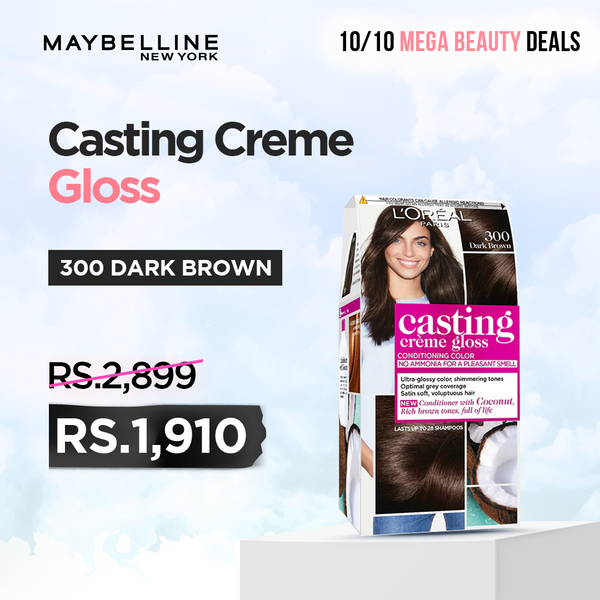 L'Oreal Paris- Casting Creme Gloss - 300 Dark Brown Hair Color - FOC