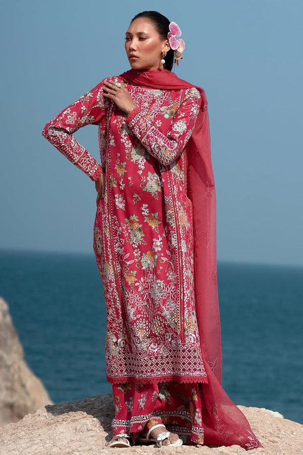 Summer Together By Afrozeh Unstitched 3 Piece Lawnkari Vol-03 Collection-AL-05-Pink Ruby - Dark Pink