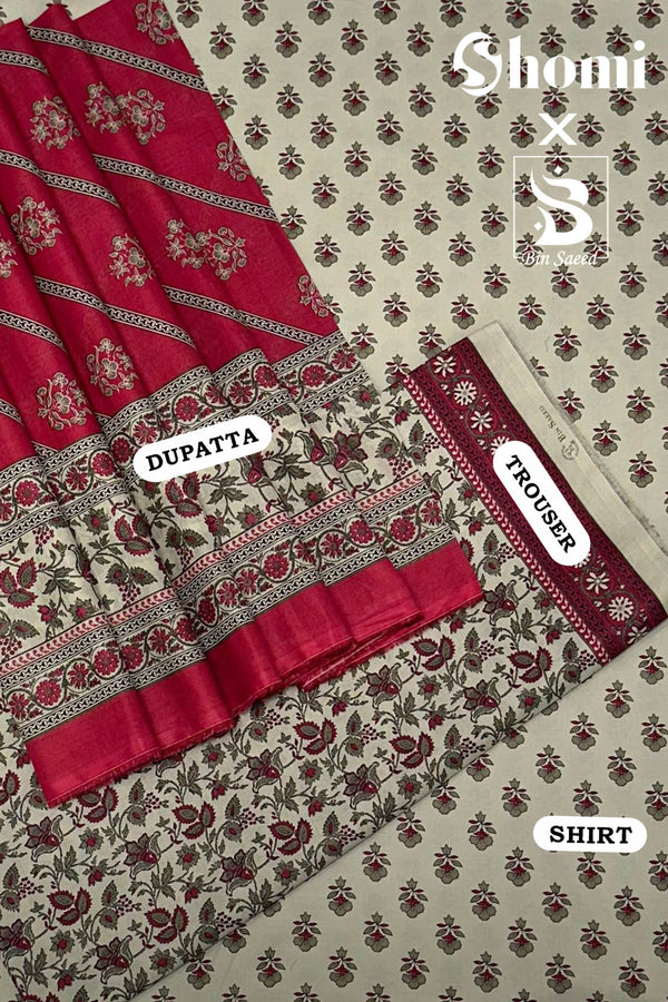Bin Saeed 3 Piece Unstitched Printed Lawn Edition'01 Collection'2024-RDL-07-Skin