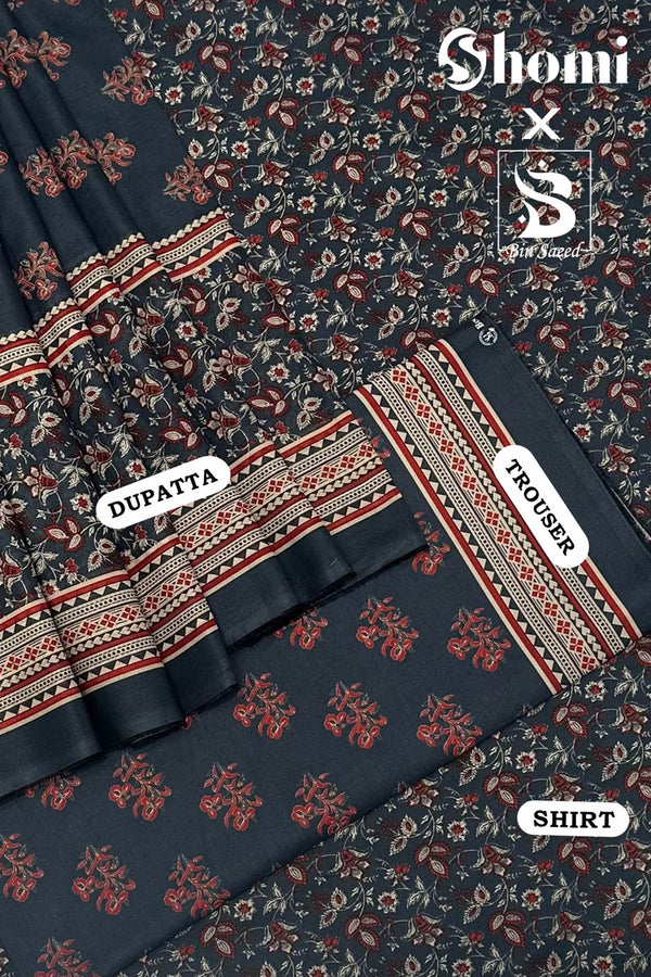 Bin Saeed 3 Piece Unstitched Printed Lawn Edition'01 Collection'2024-RDL-11-R.Blue
