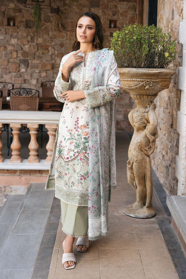 Damask By Afrozeh Unstitched 3 Piece Summer Edit Collection-AL-05-A-Rosheen - Off White
