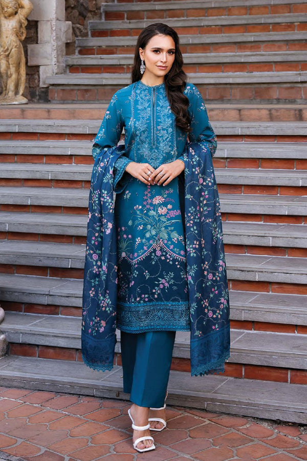 Damask By Afrozeh Unstitched 3 Piece Summer Edit Collection-AL-05-B-Rosheen - Blue
