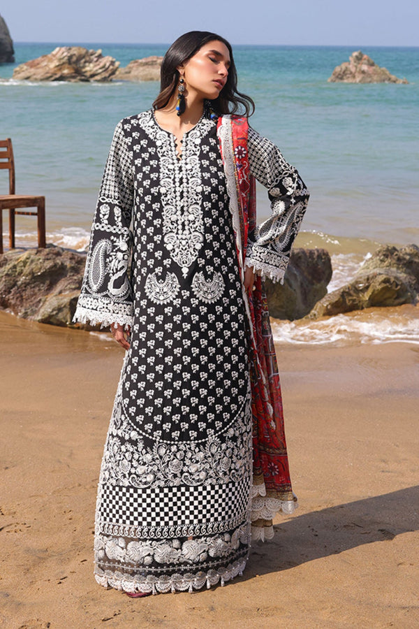 Hania By Imrozia Unstitched 3 Piece Luxury Lawn Collection-SL-75-Anoud - Black