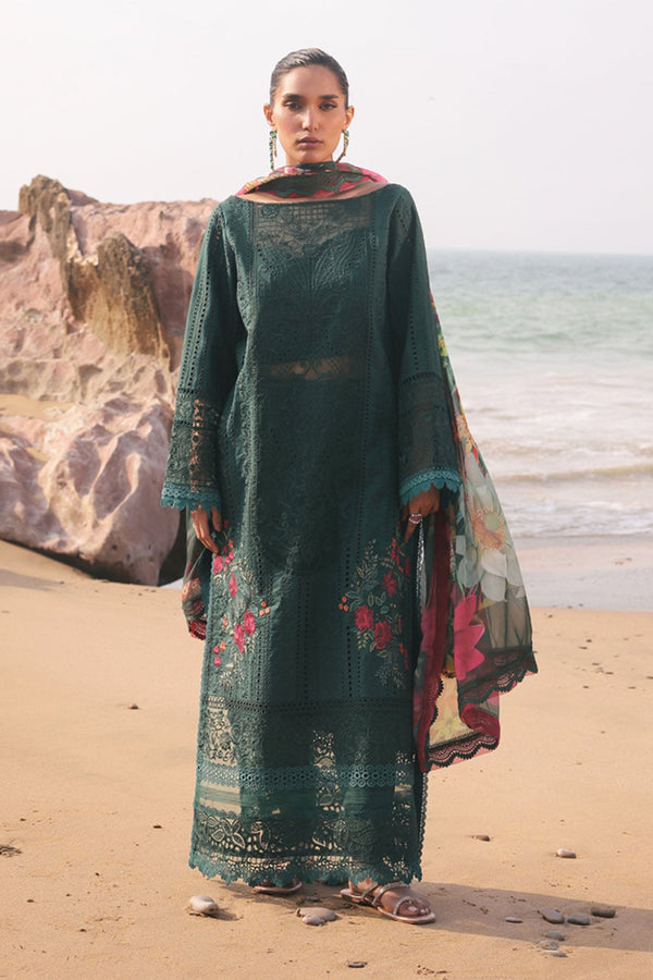 Hania By Imrozia Unstitched 3 Piece Luxury Lawn Collection-SL-77-A-Rameen - Dark Green