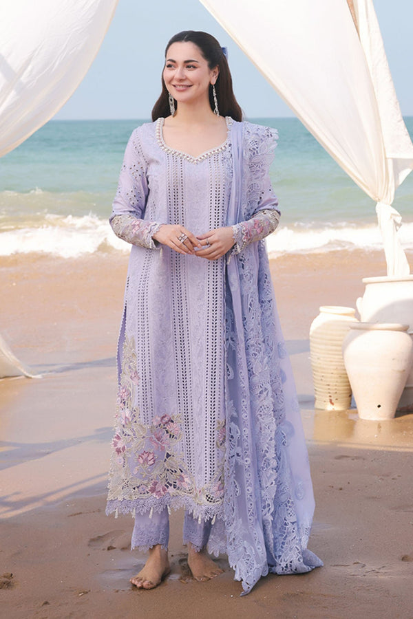 Hania By Imrozia Unstitched 3 Piece Luxury Lawn Collection-SL-78-feeha - Light Purple