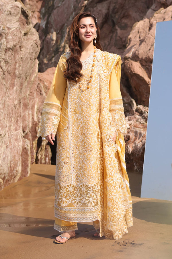 Hania By Imrozia Unstitched 3 Piece Luxury Lawn Collection-SL-85-Anaya - Yellow