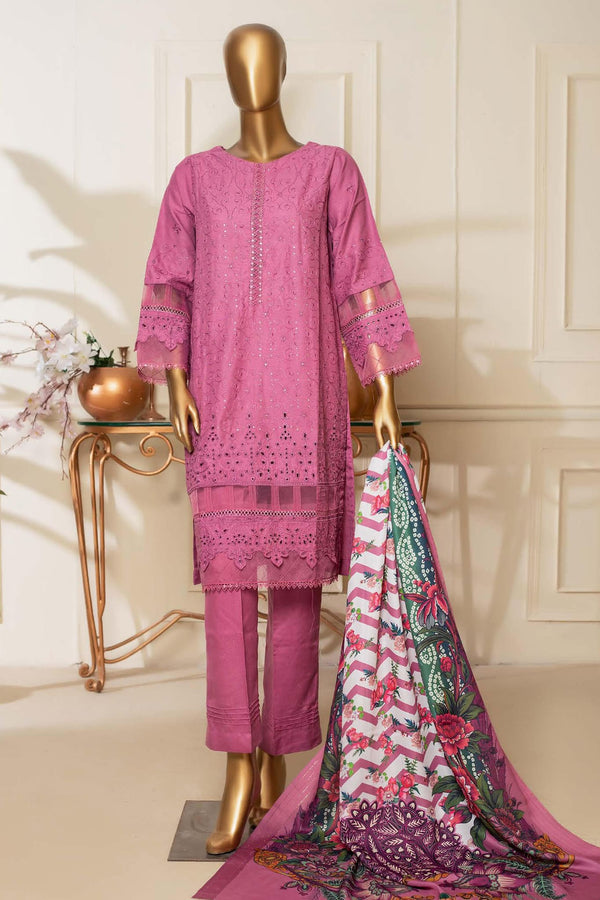 Bin Saeed Stitched 3 Piece Dhanak Winter Shawl Vol-03 Collection'2022-SM-016-Purple