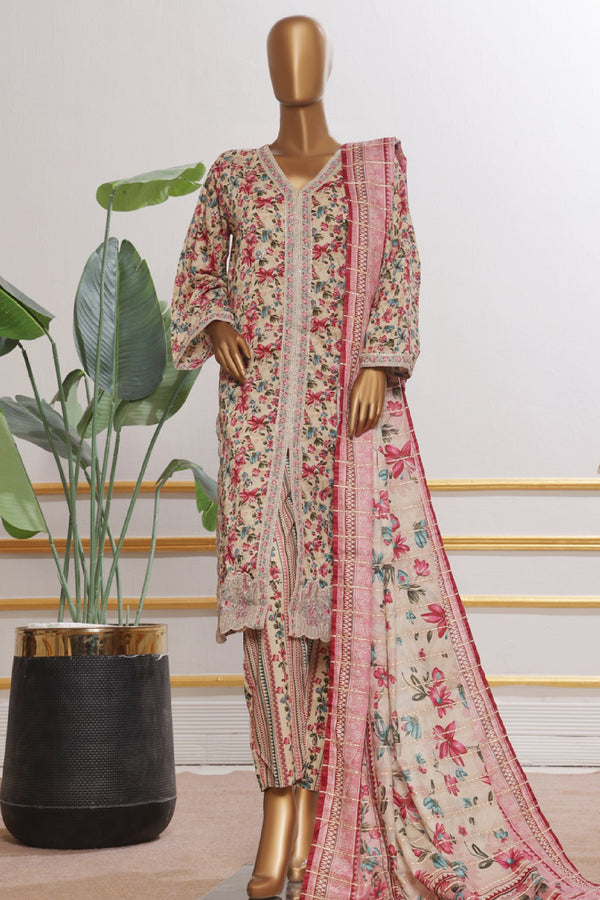 Bin Saeed Stitched 3 Piece Open Front Cutwork Kari Collection'2025-SM-2116-Skin