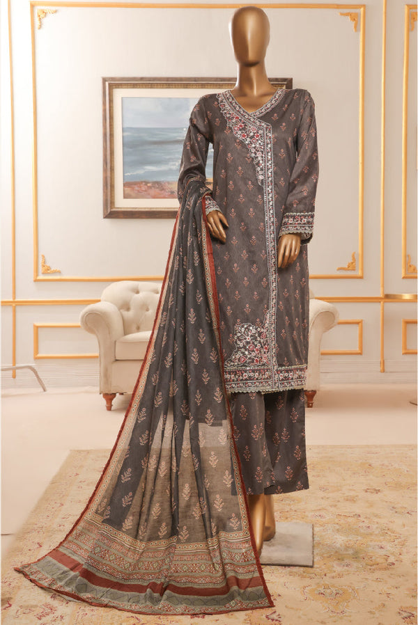 Bin Saeed Stitched 3 Piece Exclusive Chikankari Vol-07 Collection'2025-Sm-2290-Gray