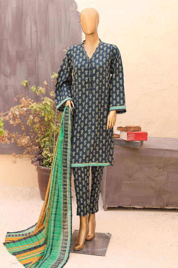 Bin Saeed Stitched 3 Piece Printed Lawn Vol-15 Collection'2024-SM-896-Green