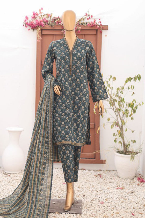 Bin Saeed Stitched 3 Piece Printed Lawn Vol-15 Collection'2024-SM-902-Green