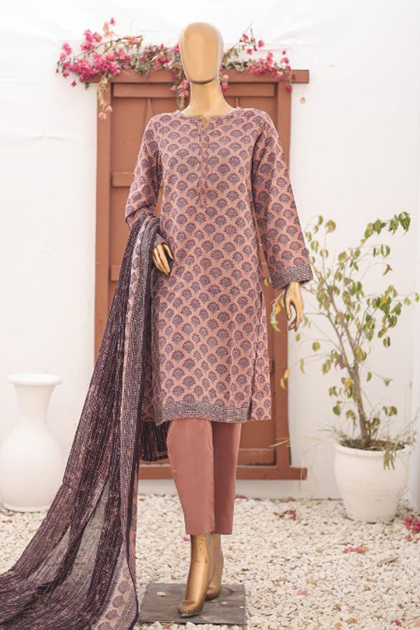 Bin Saeed Stitched 3 Piece Printed Lawn Vol-15 Collection'2024-SM-904-Brown