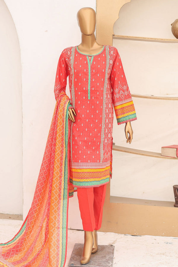 Bin Saeed Stitched 3 Piece Printed Lawn Vol-16 Collection'2024-SM-908-Pink