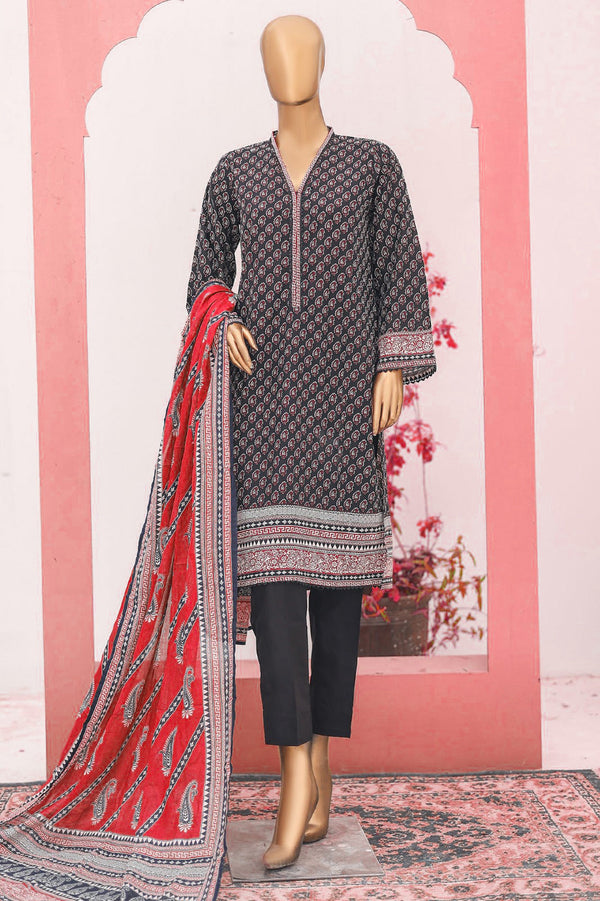 Bin Saeed Stitched 3 Piece Printed Lawn Vol-16 Collection'2024-SM-913-Black