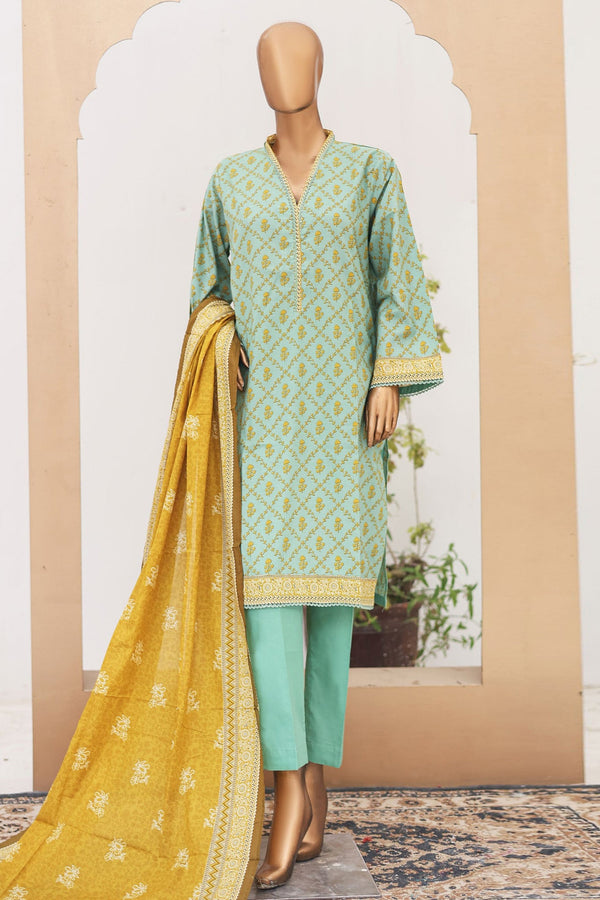 Bin Saeed Stitched 3 Piece Printed Lawn Vol-16 Collection'2024-SM-917-Mint