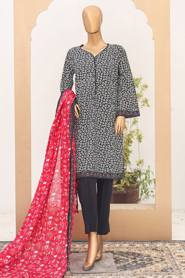 Bin Saeed Stitched 3 Piece Printed Lawn Vol-16 Collection'2024-SM-918-Black