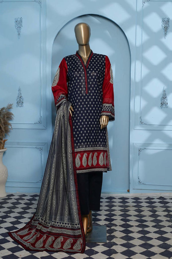 Maryum Noor by Bin Saeed Stitched 3 Piece Printed Lawn Vol-02 Collection'2023-SMLF-018-N.Blue