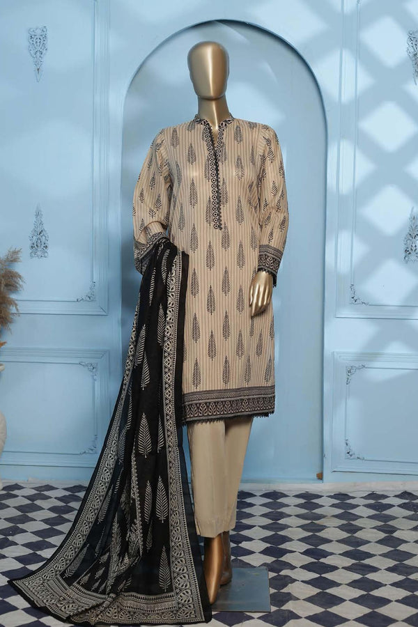 Maryum Noor by Bin Saeed Stitched 3 Piece Printed Lawn Vol-03 Collection'2023-SMLF-22-Fawn