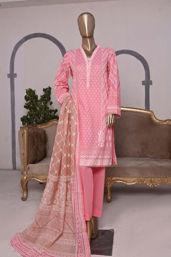 Maryum Noor by Bin Saeed Stitched 3 Piece Printed Lawn Vol-02 Collection'2023-SMLF-028-Pink