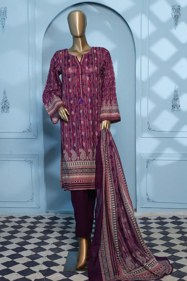 Maryum Noor by Bin Saeed Stitched 3 Piece Printed Lawn Vol-02 Collection'2023-SMLF-091-Purple